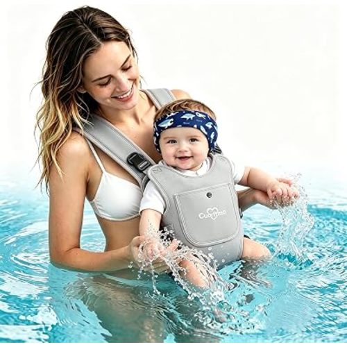 Neoprene Baby Carrier for Newborn to Toddler, Waterproof Front Carry Holder with Adjustable Straps, Lightweight for Beach, Pool & Summer, Grey