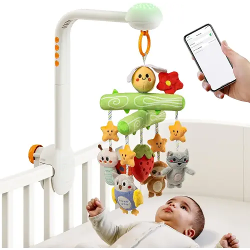 TUMAMA Crib Mobile with Music and Lights, Baby Mobile Cute Bee Crib Toys Hanging, Remote Control Nursery Mobiles for Bassinet, Rotation, Starlight Projection and Lullabies for Babies