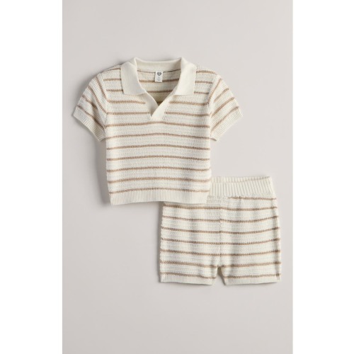 Cotton Blend Knit Polo Sweater & Shorts Set
