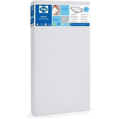 Sealy Baby Infant and Crib Mattress - Refresh 2 Stage, Breathable and Waterproof, GREENGUARD Gold Certified, Made in USA