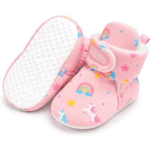 Baby Booties, Newborn Infant Non-Slip Cozy Shoes for 0-18 Months
