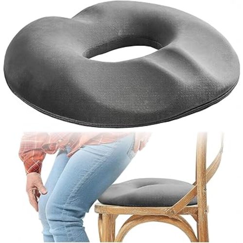 Donut Pillow Postpartum, Car Seat Cushions for Driving Premium Memory Foam Washable, Forklift Seat Cushion for Back,Coccyx,Tailbone Pain Relief,Gray
