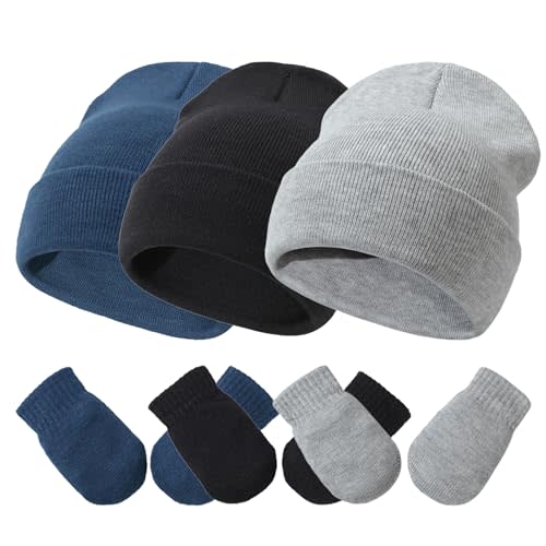 Baby Hats and Mittens Set Infant Toddler Beanie Cap Newborn Gloves for Baby