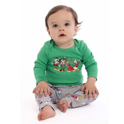 Mickey Mouse Baby Boys Christmas Graphic Bodysuit and Jogger Pants Set, 2-Piece, Sizes 0M-12M