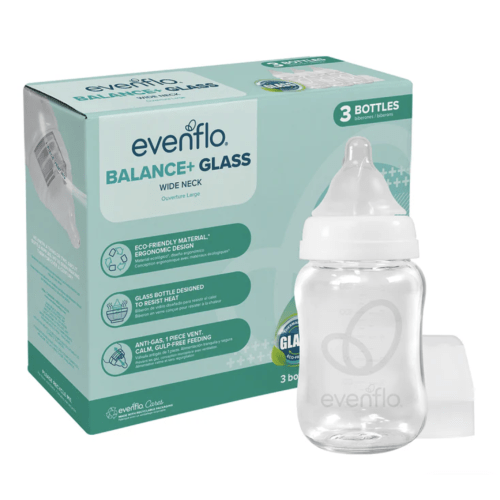 Evenflo Balance + Glass, Wide Neck Baby Bottles