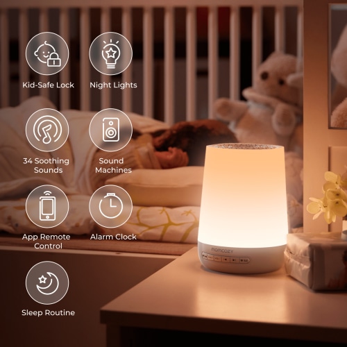 Momcozy Baby Sound Machine with Night Light White Noise Machine for Baby Sleeping with 34 Soothing Sounds, Timer, App Remote Control