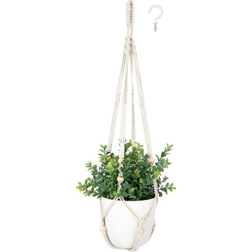 Mkono Fake Hanging Plant with Pot, Hanging Plants Artificial Spring Decor Macrame Plant Hanger with Faux Plant Greenery Boho Hanging Planter for Home Bedroom Bathroom Office Decoration