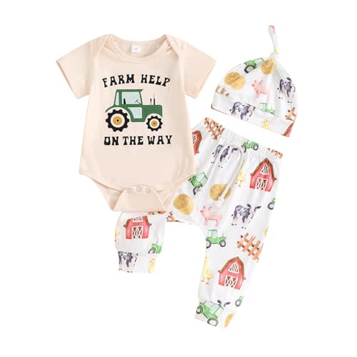 FIOMVA Newborn Baby Clothes Boy Funny Letter Short Sleeve Onesie Romper+Long Pants Set Infant Summer Outfits