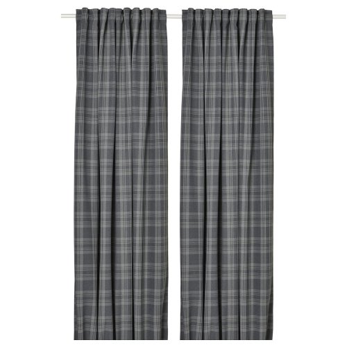 HÄGGVECKMAL Room darkening curtains, 1 pair - dark gray/with heading tape 57x84 "