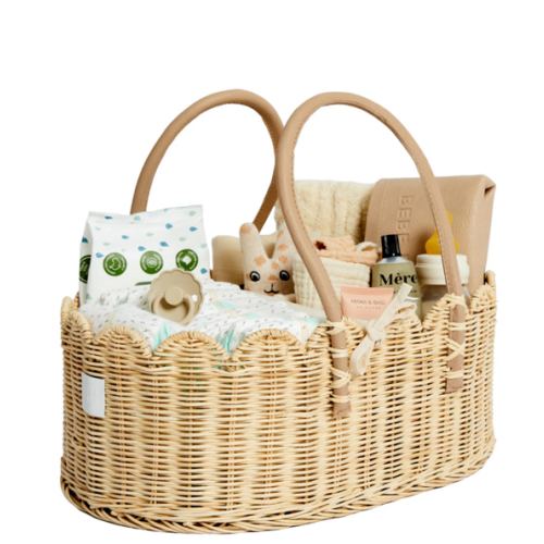 Baby Diaper Caddy Organizer "POPPY" Handmade & Natural by BEBE BASK® – BEBE BASK