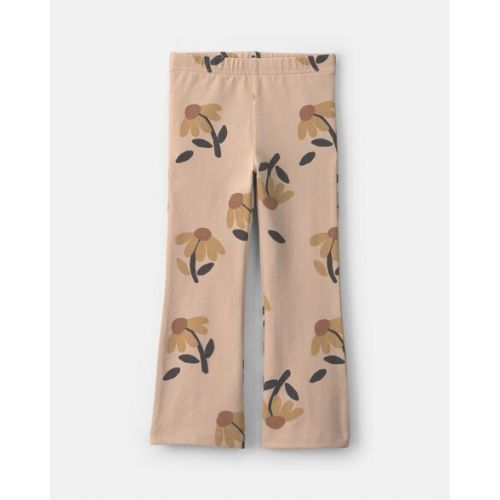 Toddler Girl Floral Cotton Pull-On Stretch Flare Leggings - Tan | Carter's
