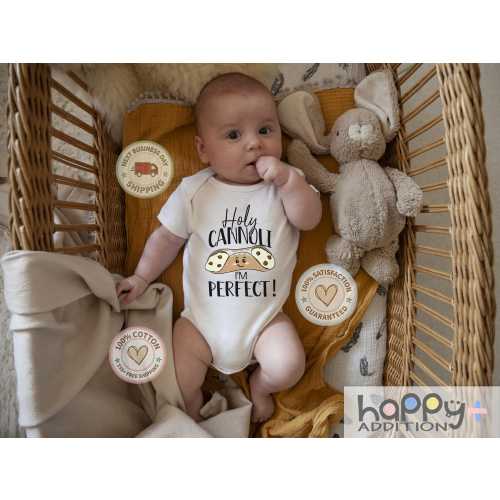 Holy Cannoli I'm Perfect Baby Onesie®, Italian Baby Shower Gift, Toddler Shirt, Little Cannoli Baby Bodysuit, Long Sleeve, Kids
