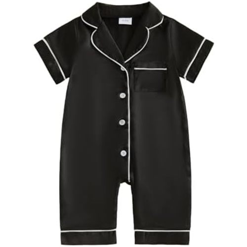 Baby Girl Boy Pajamas Button Down Romper Jumpsuit Short Sleeve Nightgown Newborn Sleepwear One-Piece Summer Pjs