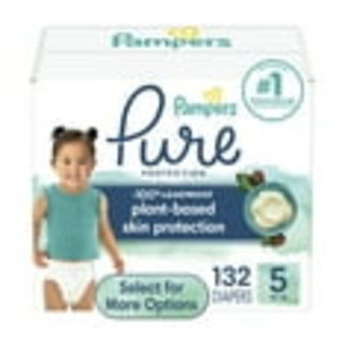 Pampers Pure Baby Diapers Size 5, 132 Count (Select for More Options)