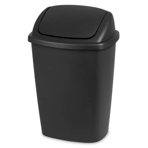 Sterilite Kitchen Trash Can, 7.5 Gallon Plastic Garbage Bin with Swing Top Lid, Black