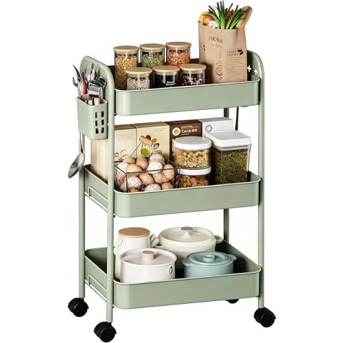 Heavy-Duty Rolling Cart 3 Tier Metal Utility Storage Cart