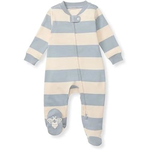Burt's Bees Baby Boys Sleep and Play PJs, 100% Organic Cotton One-Piece Zip Front Romper Jumpsuit Pajamas