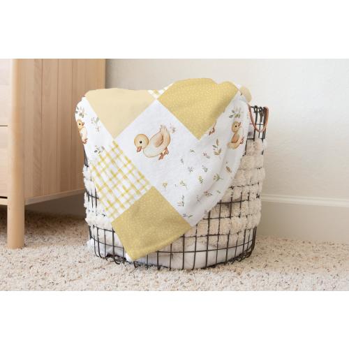 Yellow Duck Nursery Blanket, Duckling Minky or Sherpa Baby Blanket