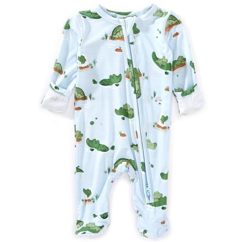 Angel Dear Baby Boys Short Sleeve Blue Alligator Coverall