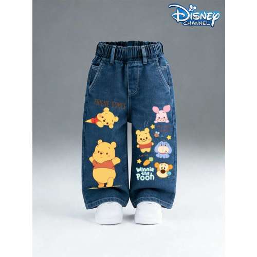 Disney Belle Print Kids Jeans With Rose & Bow | Loose Wide-Leg Pants For 0-3 Years Old Toddlers | Spring & Autumn Style | SHEIN USA
