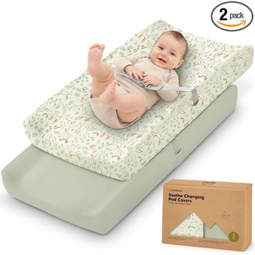 2-Pack Organic Changing Pad Covers for Girl, Boy, 100% Cotton (Foxtrot)