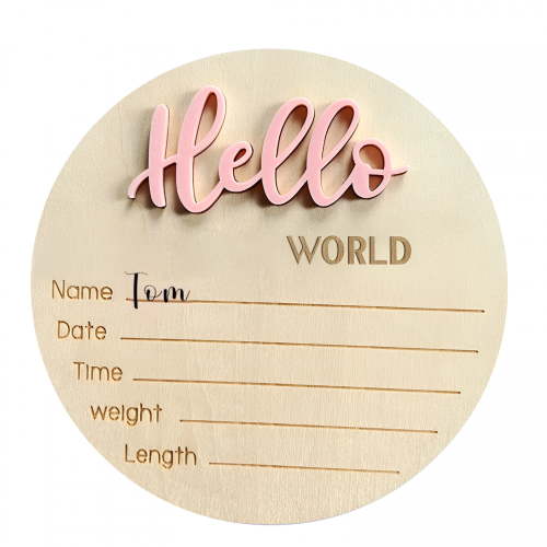LAMIRO Wooden Birth Baby Announcement Sign,welcome baby sign,birth announcement sign,Round Welcome Sign for Living Room,Bedroom,Hospital,Nursery
