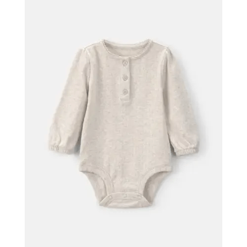 Baby Girl Ribbed Long-Sleeve Bodysuit - Cream - OshKosh B'gosh | Carter's