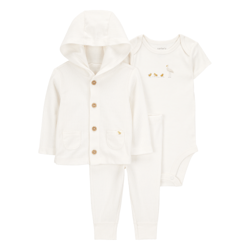 Baby 3-Piece Chick Little Cardigan Set - Ivory