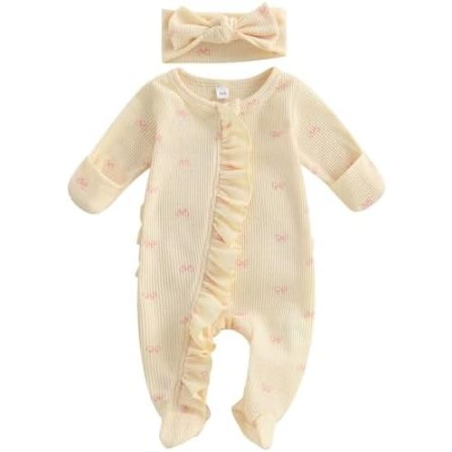 Valentines Baby Girl Outfit Bowknot Heart Footie Romper Long Sleeve Onesie Newborn Christmas Easter Clothes