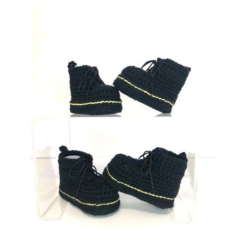 Crochet Baby Booties: DM Style Black Cotton Boots