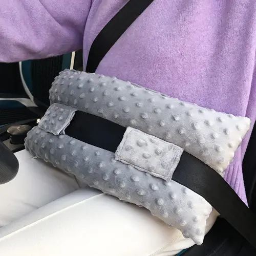 Hysterectomy Seatbelt Pillow Post Abdominal Surgery Myomectomy Pillows with Pocket for Ice/Hot Packs Breast Reduction Belly Incision Tummy Tuck C-Section Recovery Patients Gifts Minky Dot Light Gray
