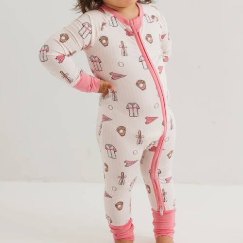 Pink Baseball Zipper Romper – In my Jammers