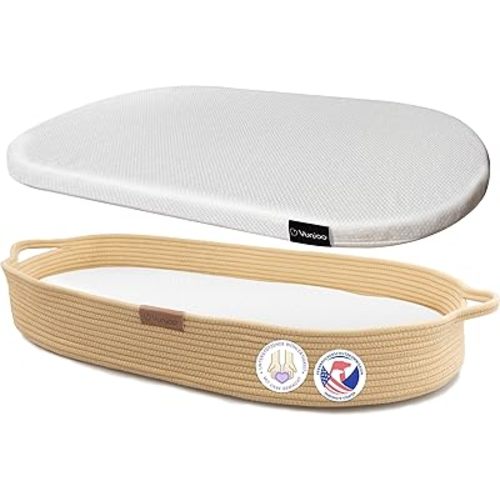 Baby Changing Basket, Portable Diaper Changing Pad, Moses Basket for Newborns, Changing Table Topper for Baby Nursery, Waterproof Travel Pad Cover