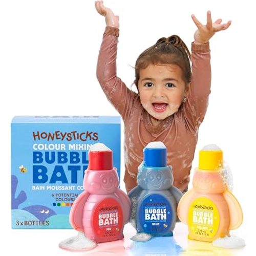 Honeysticks Kids Bubble Bath (3 Pack), Creates Color and Bubbles, Non Toxic