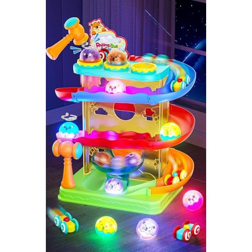 2-in-1 Ball Drop & Car Ramp Race Track Montessori Toy for Toddlers Ages 1-5