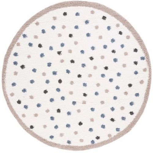 Calico Shag CLC102 Power Loomed Indoor Area Rug - Ivory/Taupe - 6'7" Round - Safavieh