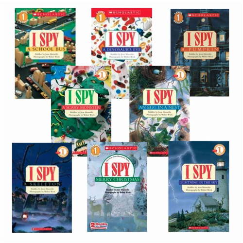 I Spy Readers Level 1 Set of 8: I Spy Pumpkin; I Spy Christmas; Dinosaur's Eye; Skeleton; Bird's Nest; Scary Monster; Lightning In The Sky; School Bus