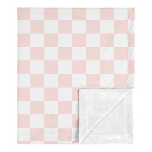 Sweet Jojo Designs Girl Baby Receiving Security Blanket Gingham Checkered Plaid Pink and White