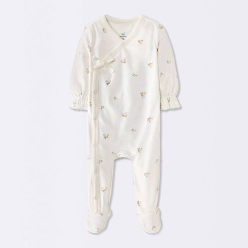 Baby Girls' Floral Velour Sleep N' Play - Cloud Island™ Cream 6-9M