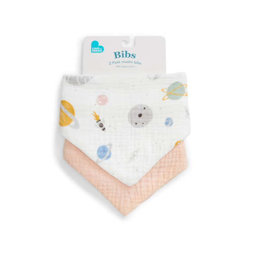 Bib 2 Pack Muslin Blush Rocket