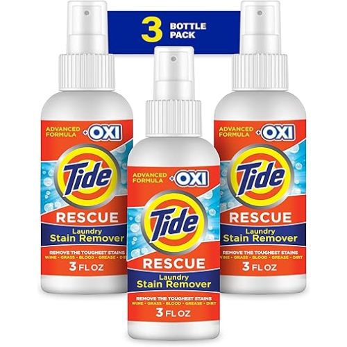 Tide Laundry Stain Remover Spray with Oxi, Travel Stain Remover for Clothes, Carpet, Upholstery, Pet Bedding, Stain Treater Spray for Tough Stains from Wine, Coffee, Grease, 3 Oz (Pack of 3)