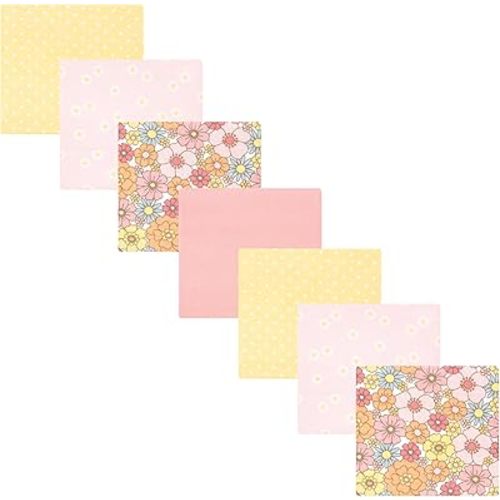 Hudson Baby Unisex Baby Cotton Flannel Receiving Blankets Bundle, Peace Love Flowers, One Size