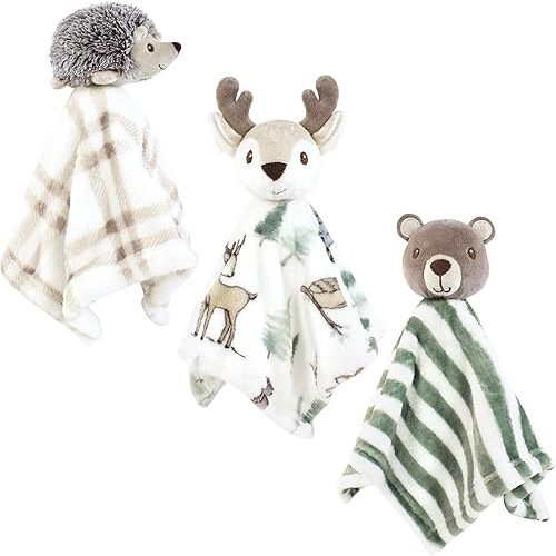 Hudson Baby Unisex Baby Animal Face Security Blanket, Forest Animals, One Size
