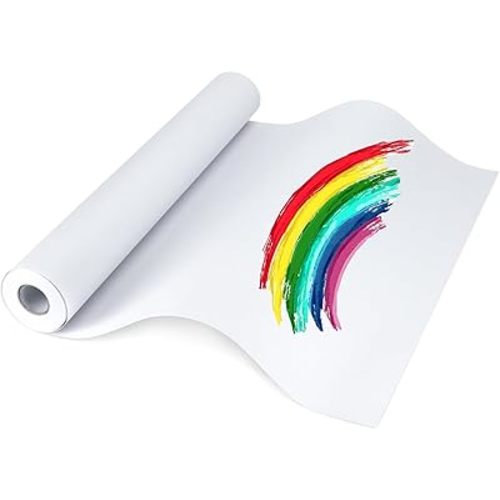 Easel Paper Roll 12 Inch x 49 Feet, Durable Drawing Paper for Kids Art,White Bulletin Board Paper,Craft Paper Roll for Paints, Wall Art and Gift Wrap