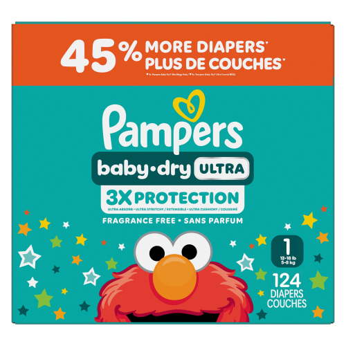 Pampers Baby Dry Ultra Diapers, Mega XL Diapers, Size 1 (8-14 lbs), 124 CT, Absorbent Disposable Diapers - Walmart.ca