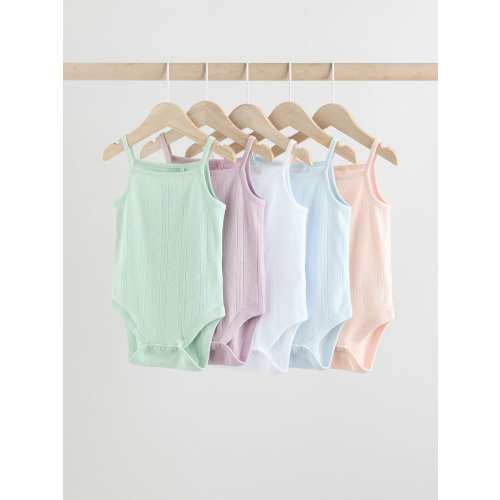 Pastel 5 Pack Vest Pointelle Baby Bodysuits