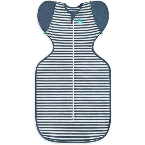 Love to Dream Swaddle UP Transition Bag, Patented Zip-Off Wings, Gently Help Baby Safely Transition from Being Swaddled to arms Free Before Rolling Over, Stripe Denim Blue, Large, 19-24 lbs