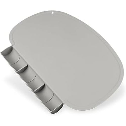 Silicone Placemat with Food Catching Pockets for Baby & Kid, Food Grade Silicone Non-Slip Toddler Food Place Mats with Raised Edges for Dining Table (Light Gray)