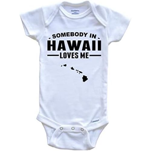 Somebody in Hawaii Loves Me One Piece Baby Bodysuit - Hawaii Baby Bodysuit