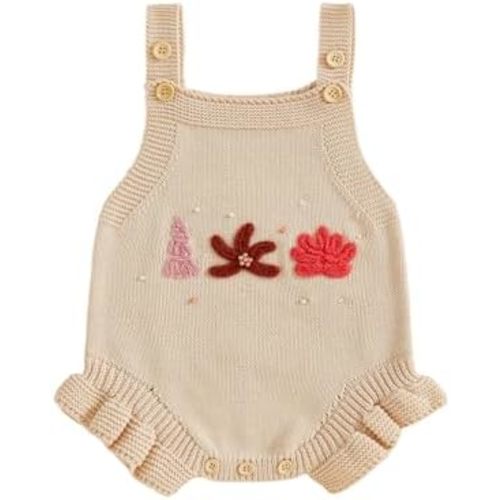 FYBITBO Baby Sweater Knit Romper Newborn Girl Strawberry Sweaters Onesie Overalls Fall Winter Clothes Summer Outfit